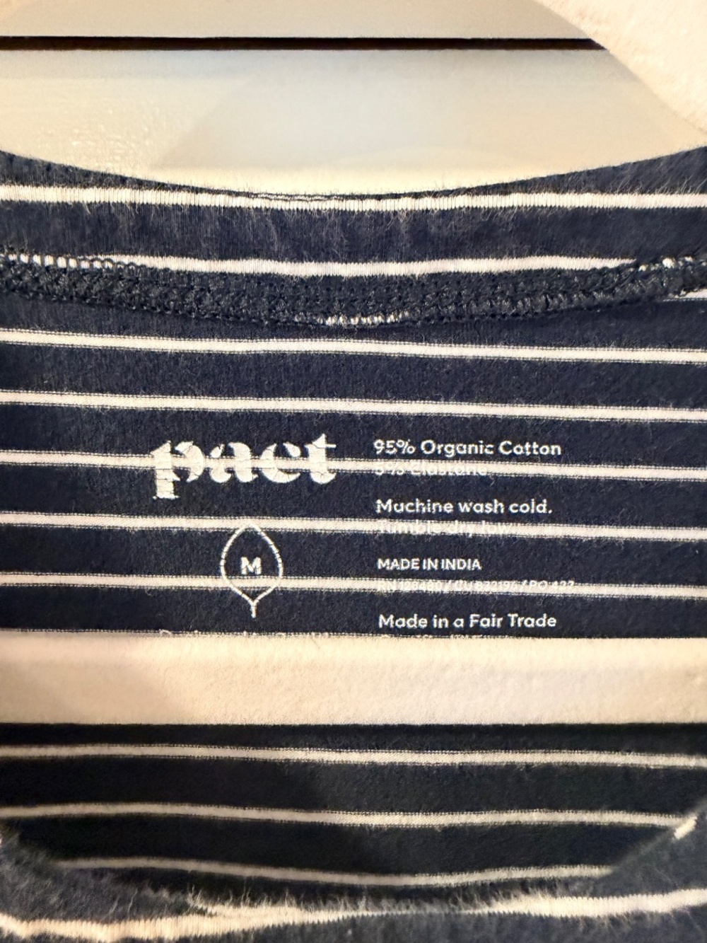 EUC PACT Organic Cotton Navy and White Stripe Maxi Dress Size M - Picture 5 of 5